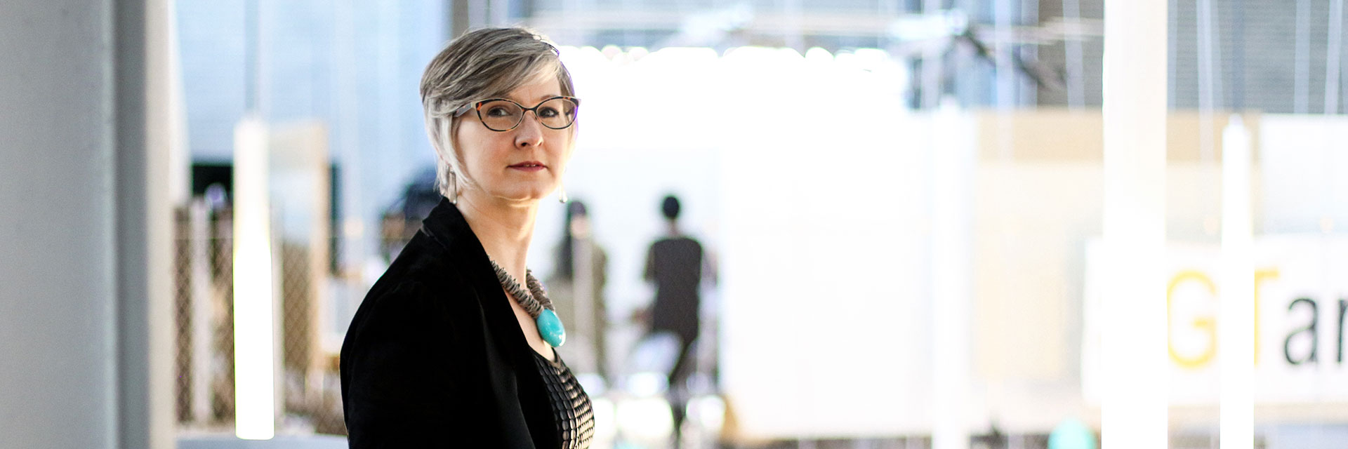 Michelle Rinehart poses in the Hinman building.