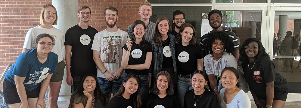 Students in the EQiA student group pose in the East Architecture breezeway.