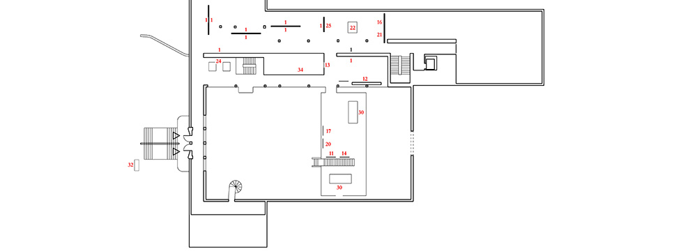 Map of the second floor of the Hinman Research Building